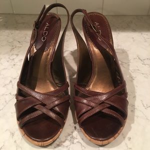 Aldo sling back sandals with cork heel